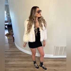 Elegant Cream Fur Jacket authentic vintage